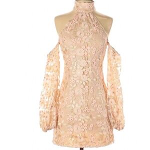 Michael Costello x Revolve Light Pink/Blush Floral Cold Shoulder Dress